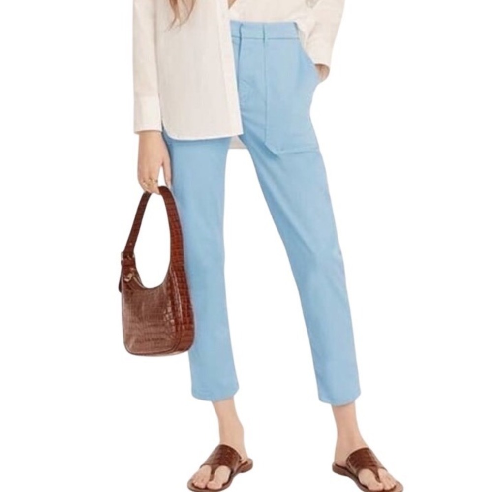 J.Crew Women's Patch Pocket Slim Boyfriend Chino Pants Light Blue Size 29 Preppy